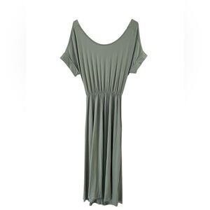 Sage green open back short sleeve maxi dress